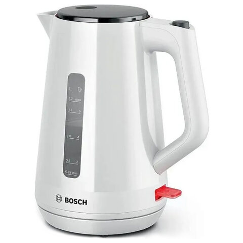 Чайник BOSCH TWK1M121, 1,7 л, 2400 Вт, закрытый нагревательный элемент, пластик, белый - фото 1