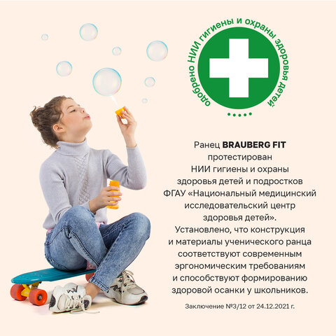 Ранец BRAUBERG FIT, 2 отделения, "Золотые бабочки", 38х27х14 см, 274383 - фото 16