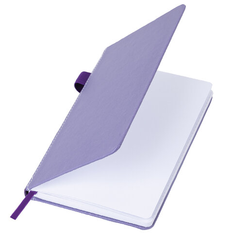 Блокнот А5 135x212 мм BRAUBERG "Edge", под кожу, резинка, держатель, 80 л., клетка, сиреневый, 117150 - фото 4