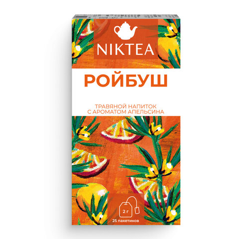 Чай NIKTEA "Ройбуш Оранж" травяной со вкусом апельсина, 25 пакетиков в конвертах по 2 г, TALTHA-DP0058 - фото 2