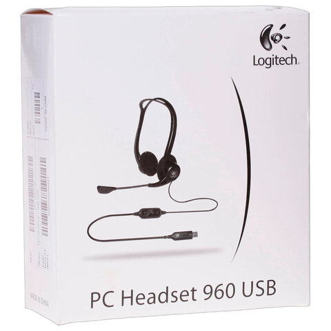 Наушники с микрофоном (гарнитура) LOGITECH PC 960, проводная, компьютерная, 2,4 м, стерео, USB, черная, 981-000100 - фото 6