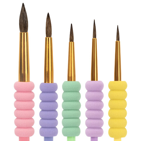 Кисти c EVA-вставкой ПОНИ набор 5 шт. (круглые №1, 2, 3, 4, 5), блистер, BRAUBERG KIDS, 201092 - фото 7