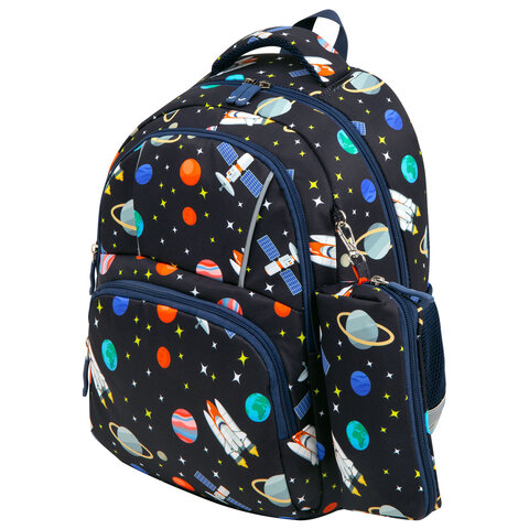 Рюкзак BRAUBERG KIDS SET, с пеналом в комплекте, 2 отделения, "Space infinity", 37x28x16 см, 272099 - фото 1