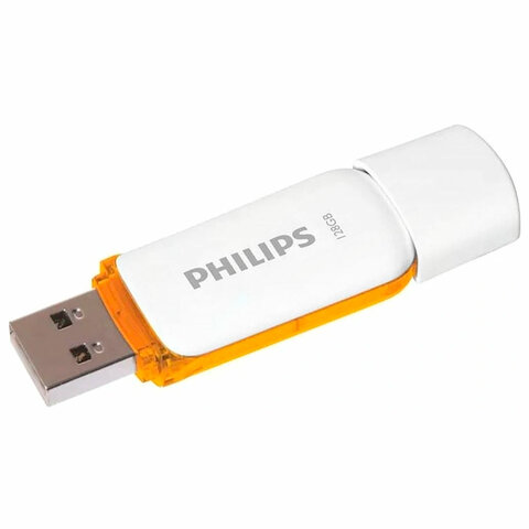 Флеш-диск 128 GB PHILIPS SNOW, разъем USB 2.0, желтый, FM12FD70B/97 - фото 2