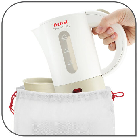Чайник TEFAL KO120130, 0,5 л, 650 Вт, закрытый нагревательный элемент, пластик, бело-бежевый, 7211001544 - фото 8