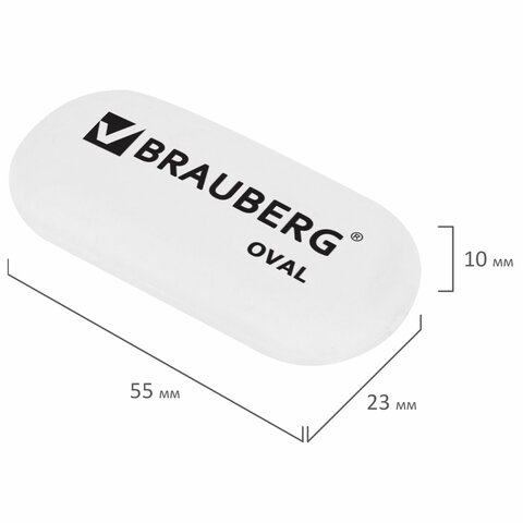 Ластик BRAUBERG "Oval", 55х23х10 мм, белый, овальный, 222471 - фото 5