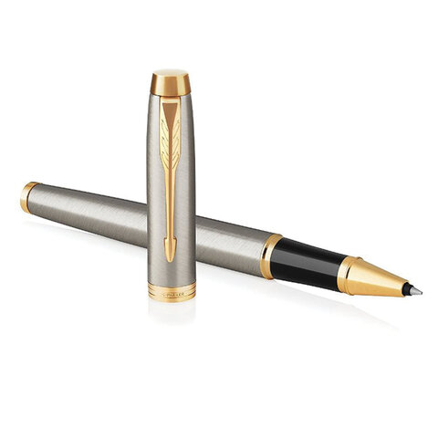 Ручка-роллер PARKER "IM Core Brushed Metal GT", серебристый матовый лак, позолота, черная, 1931663 - фото 7