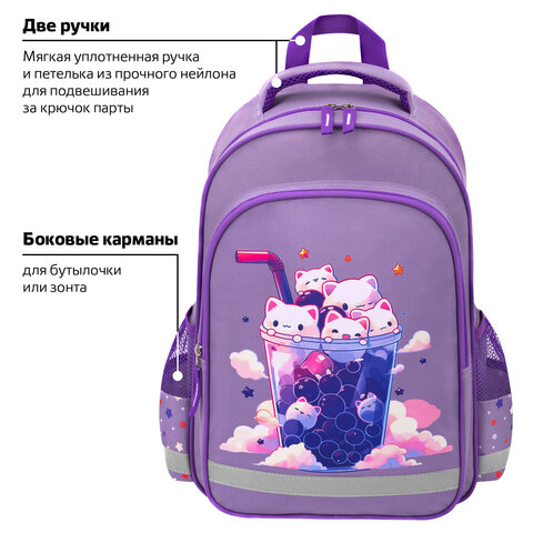 Рюкзак ПИФАГОР SCHOOL, 1 отделение, 3 кармана, "Bubble tea", 38x28х14 см, 273164 - фото 14