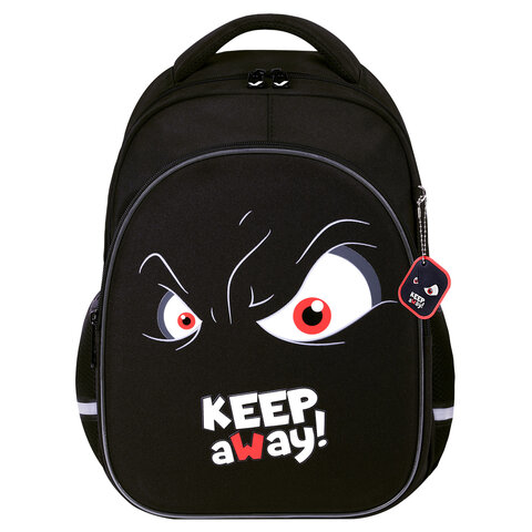 Рюкзак BRAUBERG OPTIMA, 2 отделения, с брелоком, "Keep away", СВЕТЯЩИЙСЯ, 36х27х18 см, 271361 - фото 2