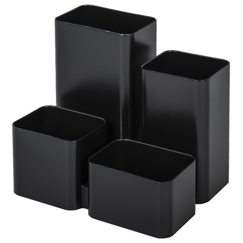 Подставка-органайзер BRAUBERG COMPACT, 4 отделения, 92х114х102 мм, черная, 238102 - фото 1