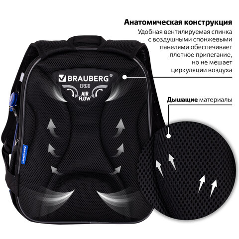 Ранец BRAUBERG QUADRO, 3 отделения, с брелком, Fire spider, 37х28х18 см, 273106 - фото 17
