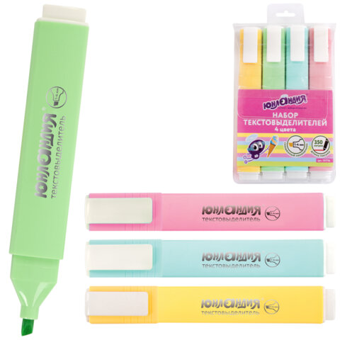 Набор текстовыделителей ЮНЛАНДИЯ 4 шт., АССОРТИ, "COLORSTAR PASTEL", линия 1-4 мм, 151716 - фото 1