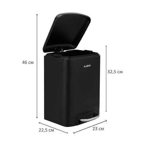 Ведро мусорное с педалью 6 л, крышка с доводчиком, черное матовое, металл, LAIMA ULTRA, 701564 - фото 7