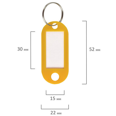 Бирки для ключей КОМПЛЕКТ 100 шт., длина 52 мм, инфо-окно 30х15 мм, цвет ассорти, STAFF, 237730 - фото 7