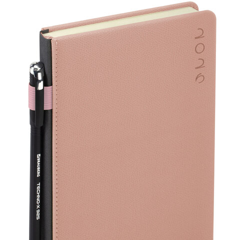 Ежедневник датированный 2026, А5, 138х213 мм, BRAUBERG "Essential", под кожу, держатель, розовый, 117395 - фото 6