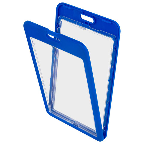 Бейдж вертикальный (85х54 мм), ДВУСТОРОННИЙ, cиний, ЗАЩИТА ОТ ВЛАГИ И ПЫЛИ, BRAUBERG EXTRA, 238808 - фото 3