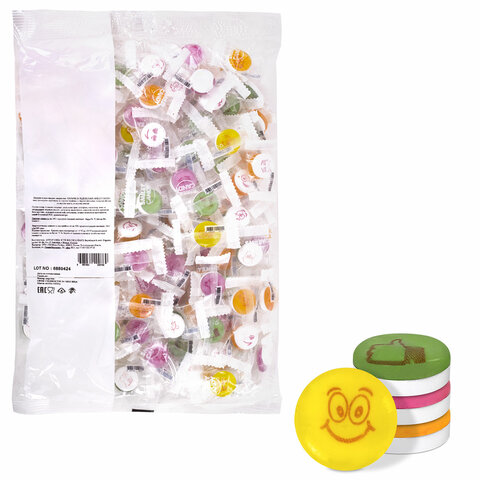 Карамель леденцовая SMILEY CANDY "Микс вкусов с аскорбинкой", в индивидуальной упаковке, 1000 г, ТУРЦИЯ, УТ-00002492 - фото 1