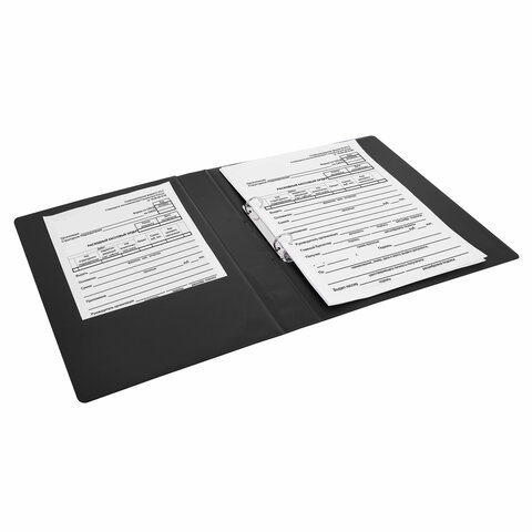 Папка на 2 кольцах, ПРОЧНАЯ, картон/ПВХ, BRAUBERG "Office", ЧЕРНАЯ, 35 мм, до 180 листов, 271844 - фото 7