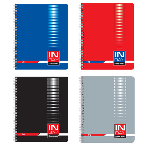 Тетрадь А5, 96 л., BRAUBERG, гребень, клетка, обложка картон, "INDAY", 400526 - фото 1