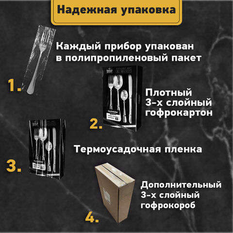 Набор столовых приборов PREMIUM 24 шт., 6 персон, серебристый, нержавеющая сталь, DASWERK, 609073 - фото 16