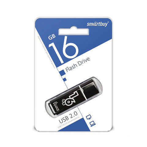 Флеш-память Smartbuy Glossy, 16Gb, USB 2.0, чер, SB16GBGS-K - фото 3