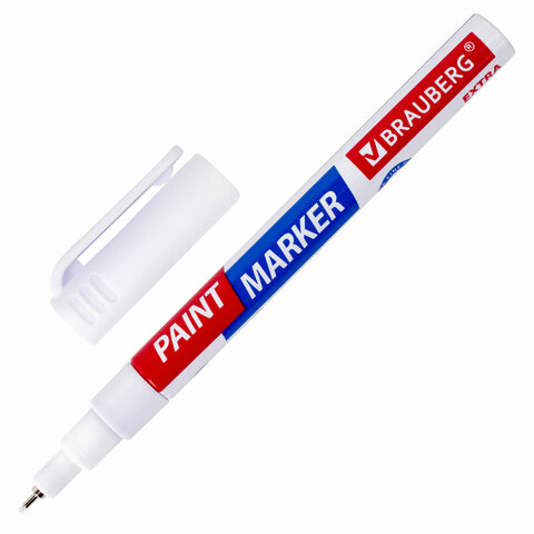 Маркер-краска лаковый EXTRA (paint marker) 1 мм, БЕЛЫЙ, УСИЛЕННАЯ НИТРО-ОСНОВА, BRAUBERG, 151959 - фото 1