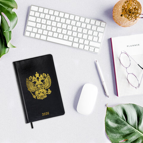 Ежедневник датированный 2026 А5 138х213 мм, BRAUBERG "State", под кожу, черный, 117415 - фото 13