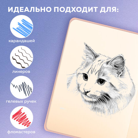 Скетчбук, слоновая кость 140 г/м2, 130х210 мм, 80 л., софт-тач, резинка, BRAUBERG ART CLASSIC, "Polo style", 116468 - фото 7
