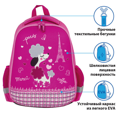 Ранец ПИФАГОР EVA BASIC, 1 отделение, "Trip to Paris", 39х30х16 см, 229937 - фото 8