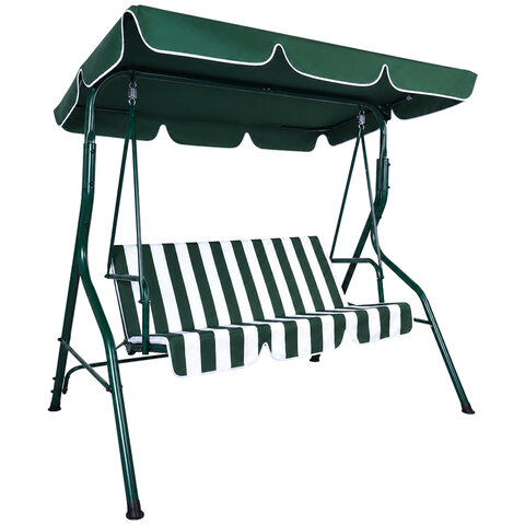 Качели садовые NOSTRESS (НОСТРЕСС) COMFORT SC-003, 3 места, Ш170хГ110хВ153 см, мягкое сиденье, зеленый/белый, 680051 - фото 1