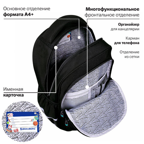 Рюкзак BRAUBERG MOTION, 2 отделения, 3 кармана, "Be cool", 41х28х17 см, 273116 - фото 16
