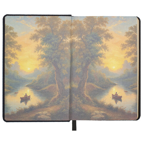 Ежедневник датированный 2026 А5 138х213 мм, BRAUBERG "ArtGallery", под кожу, нашивка, черный, 117405 - фото 13