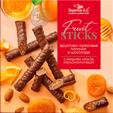 Конфеты шоколадные "Fruit Sticks" с курагой и миндалем, 175 г, БЕРЕСТОВ А.С., УТ-00031674 - фото 2