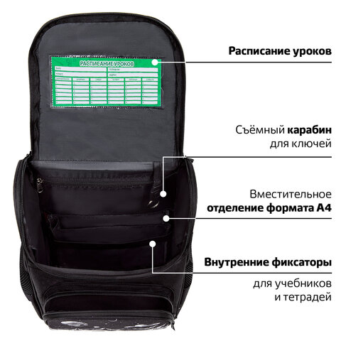 Ранец ПИФАГОР BASIC, 1 отделение, 3 кармана, эргономичная спинка, "Space invader", 35х28х18 см, 273140 - фото 17