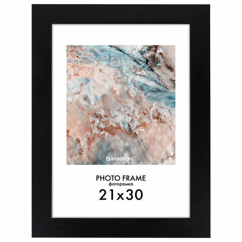 Рамка 21х30 см небьющаяся, КОМПЛЕКТ 3 шт., багет 29 мм, МДФ, BRAUBERG "Basic", черная, 391261 - фото 2