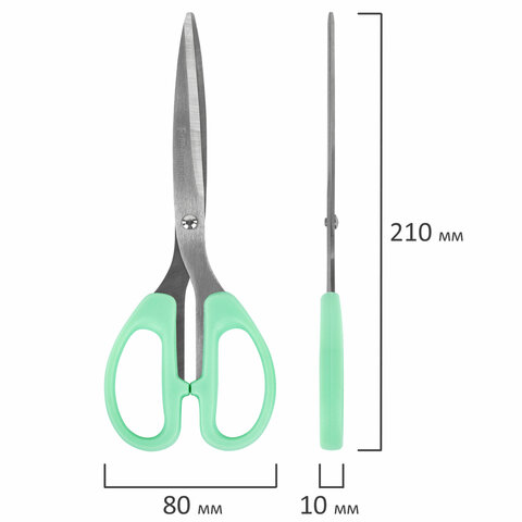 Ножницы BRAUBERG "CLASSIC PRO" 3 шт. (155, 185, 210 мм), мятные ручки, ВЫГОДНАЯ УПАКОВКА, 272979 - фото 8