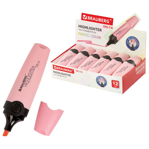 Текстовыделитель BRAUBERG "DELTA PASTEL", ПАСТЕЛЬНЫЙ РОЗОВЫЙ, линия 1-5 мм, 151731 - фото 1