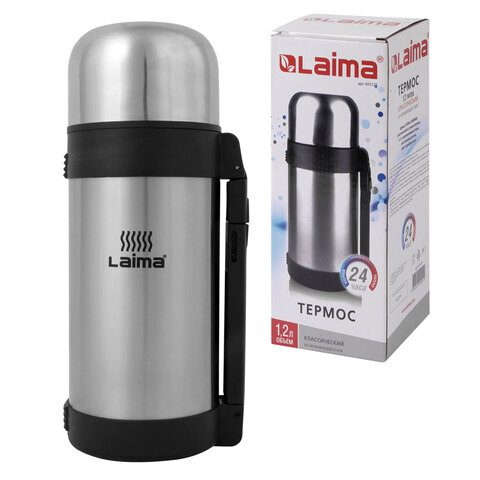Термос LAIMA классический с узким горлом, 1,2 л, нержавеющая сталь, пластиковая ручка, 605125 Термос LAIMA классический с узким горлом, 1,2 л, нержавеющая сталь, пластиковая ручка, 605125 - фото 1