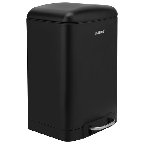 Ведро мусорное с педалью 12 л, крышка с доводчиком, черное матовое, металл, LAIMA ULTRA, 701565 - фото 1