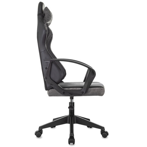 Кресло компьютерное BRABIX "Forcer GM-127", 2 подушки, экокожа/велюр, черное/серое, 533216 - фото 4