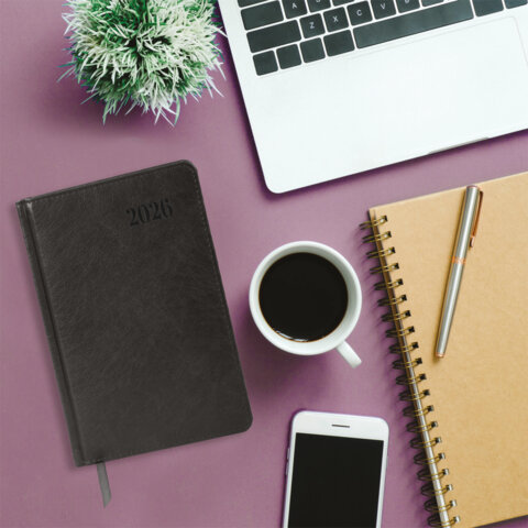 Ежедневник датированный 2026, А5, 138х213 мм, BRAUBERG "Impression", под кожу, серый, 117513 - фото 13