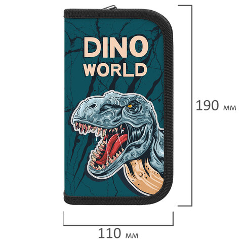 Пенал ПИФАГОР, 2 отделения, ламинированный картон, 19х11 см, "Dino world", 272249 - фото 6