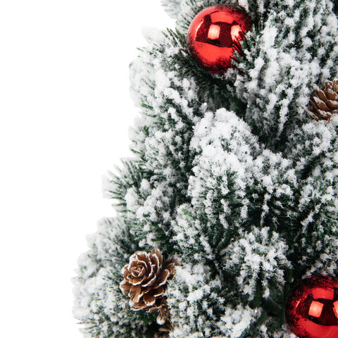 Ель новогодняя искусственная 32 см, заснеженная с декором, литой ПЭТ, ЗОЛОТАЯ СКАЗКА, 592514 - фото 3