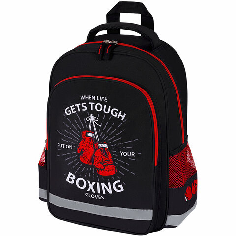 Рюкзак ПИФАГОР SCHOOL, 1 отделение, 3 кармана, "Boxing", 38x28х14 см, 272077 - фото 1