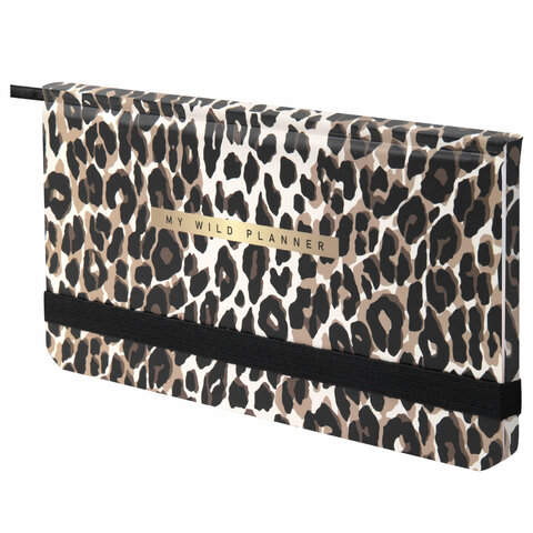 Еженедельник недатированный с резинкой 171х93 мм, BRAUBERG, твердый, 64 л., "Leopard print", 116312 - фото 1