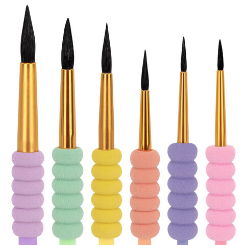 Кисти c EVA-вставкой БЕЛКА набор 6 шт. (круглые №1, 2, 3, 4, 5, 6), блистер, BRAUBERG KIDS, 201093 - фото 8