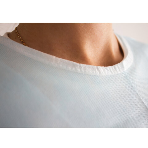 Халат хирургический стерильный 140 см, 52-54 р., манжета, спанбонд 25 г/м2, ГЕКСА, голубой - фото 8