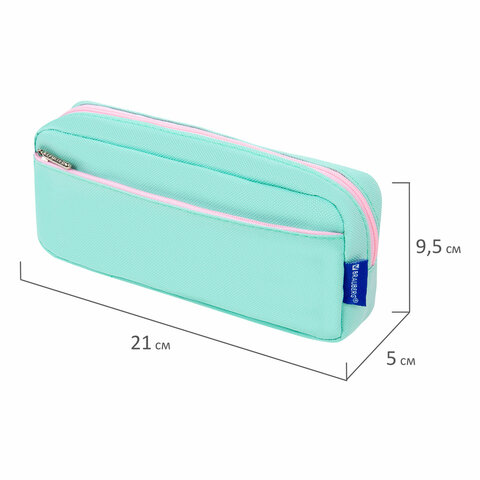 Пенал мягкий BRAUBERG PASTEL, 2 отделения, мятный, 21х9,5х5 см, 272275 - фото 5