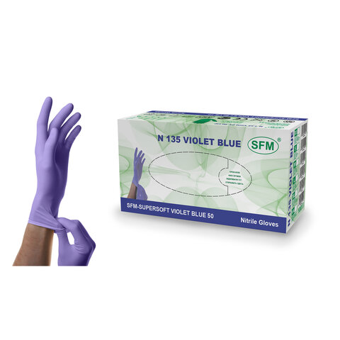 Перчатки нитриловые смотровые SFM Stable-Work/SUPERSOFT N 135, Германия, 50 пар (100 штук), размер 7-8, M (средний) - фото 7