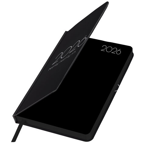 Ежедневник датированный 2026 А5 138x213 мм, BRAUBERG "Vista", под кожу, твердый, "Black coal", 117460 - фото 3